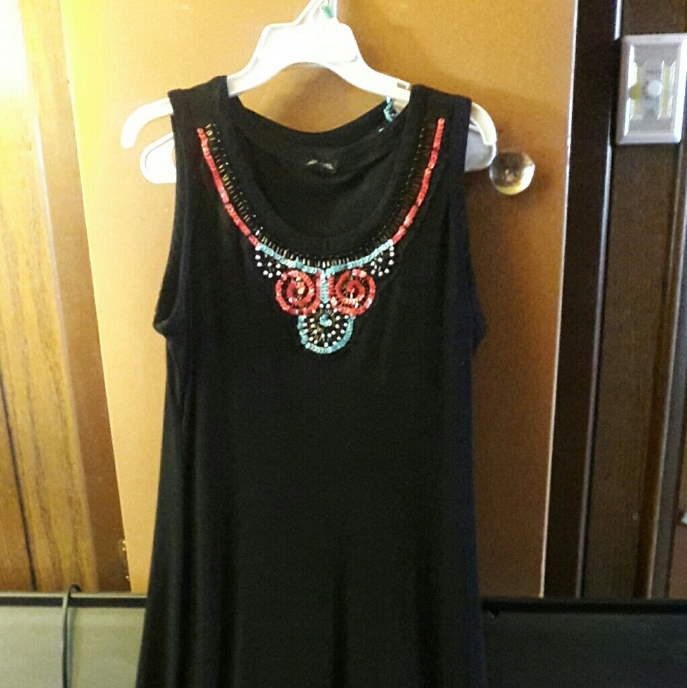 Sequined long black dress